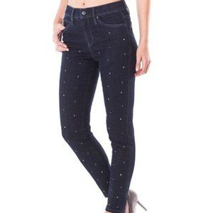 Nicole Miller Soho Embellish Swarovski High Rise Skinny Dark Wash Jean